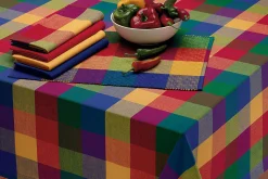 Contemporary Home Living Set Of 4 Vibrant Checkered Indian Summer Napkins 20