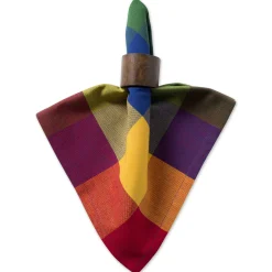 Contemporary Home Living Set Of 4 Vibrant Checkered Indian Summer Napkins 20