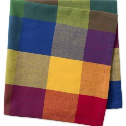 Contemporary Home Living Set Of 4 Vibrant Checkered Indian Summer Napkins 20