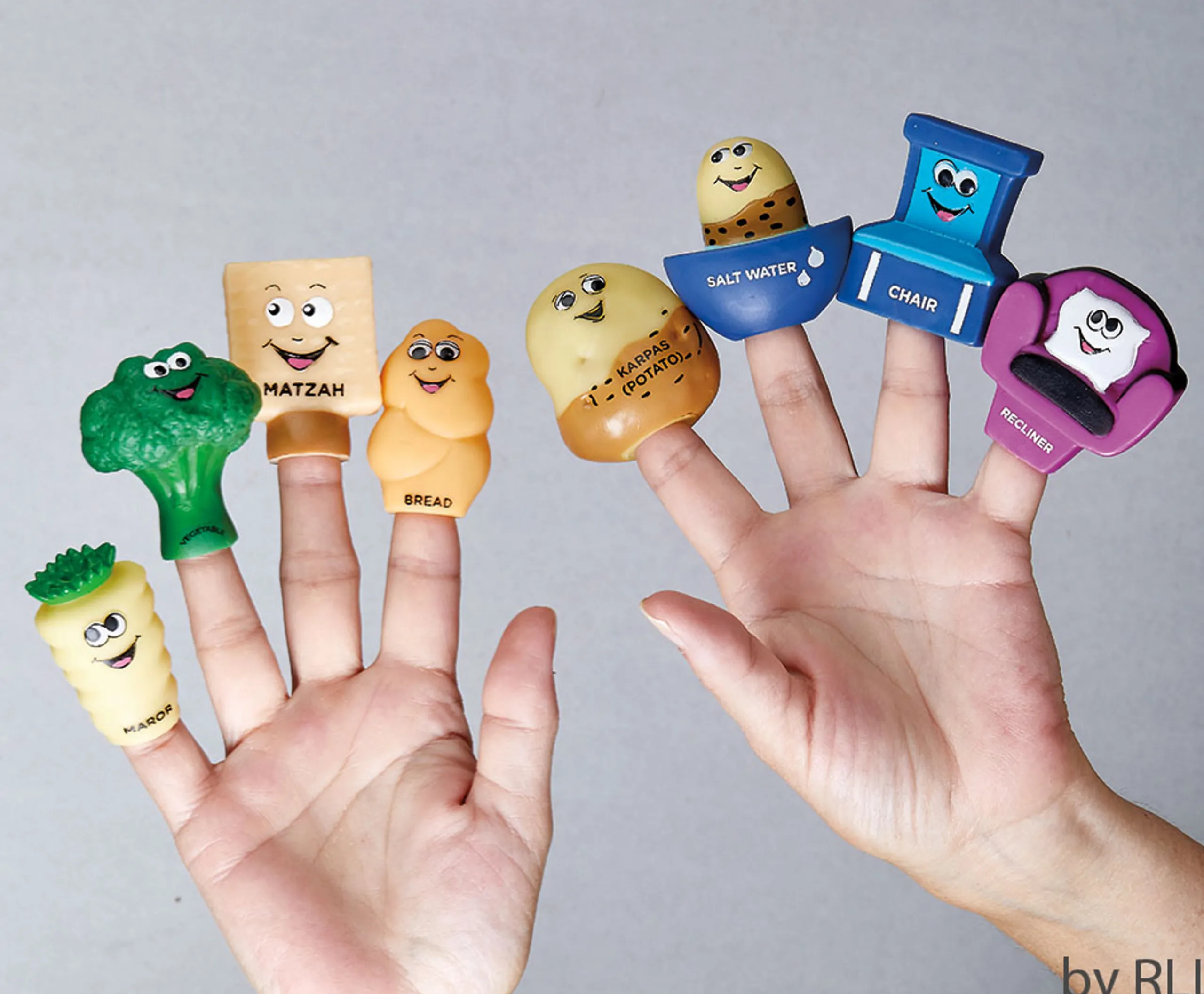 Rite Lite Set Of 8 Vibrantly Colored "Mah Nishtana" Vinyl Hanukkah Puppets 8"