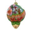 Designocracy Fashion & Beauty>Set Of 2 Vivid Butterfly Wooden Mardi Gras Christmas Ornaments 5.5"