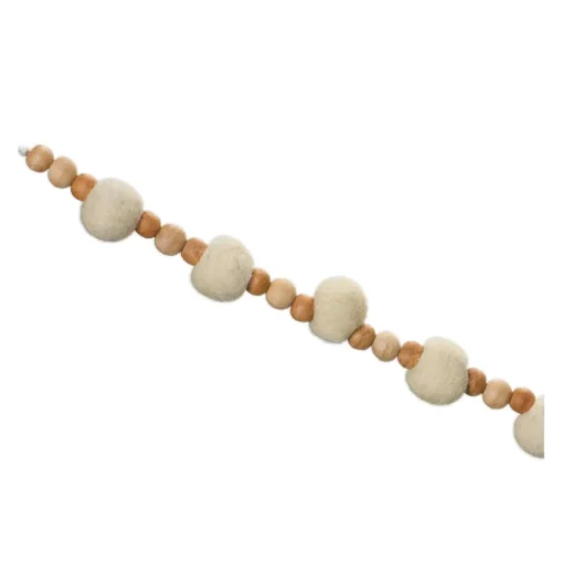 Beaded Garland*Melrose Set Of 2 White And Beige Beaded String Christmas Garlands 5.5' X 1.25"