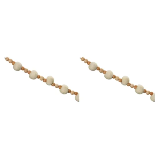 Beaded Garland*Melrose Set Of 2 White And Beige Beaded String Christmas Garlands 5.5' X 1.25"
