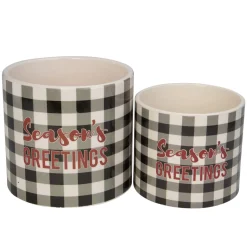 Decoration Storage*Melrose Set Of 4 White And Black Holiday Slogan Printed Christmas Pots 6