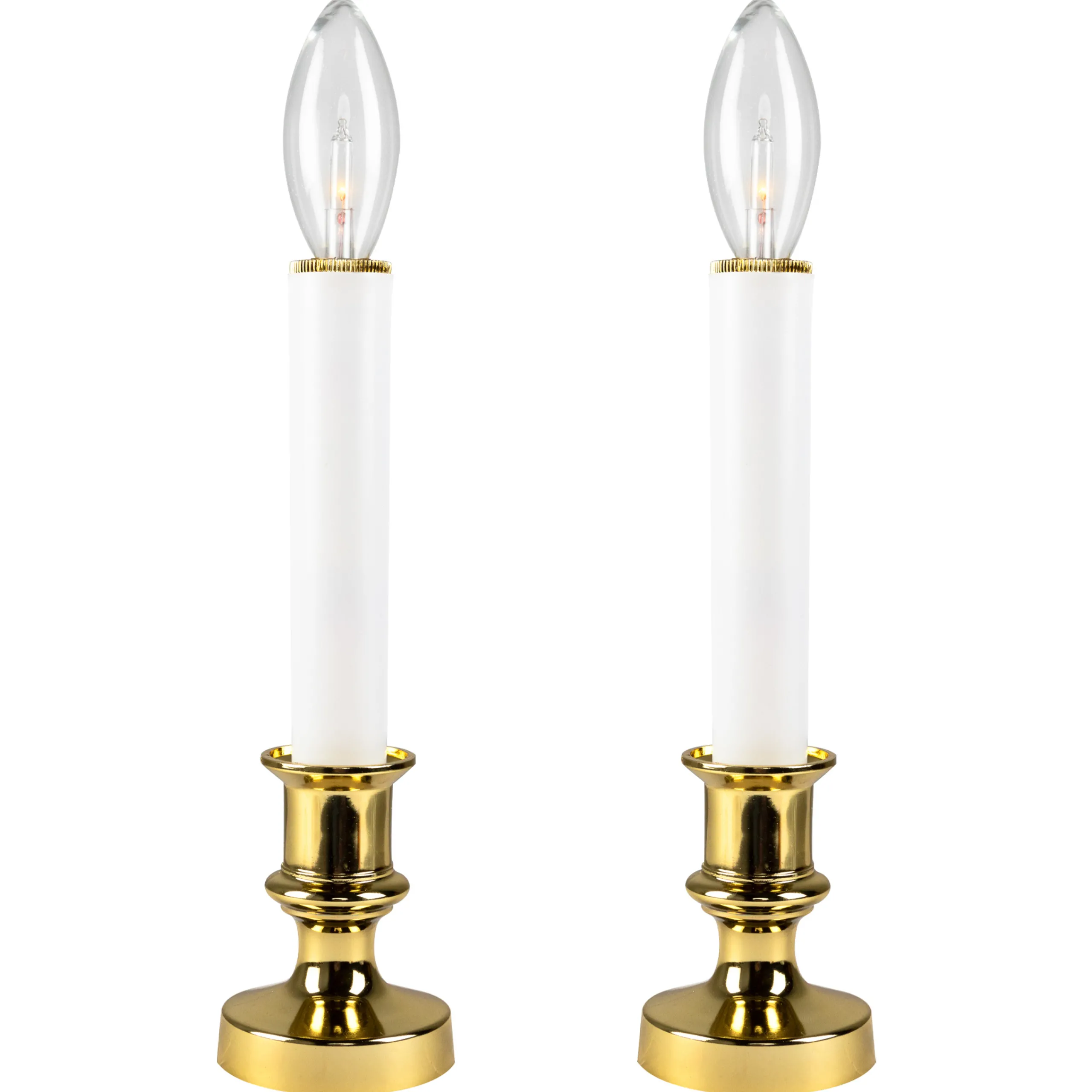 Northlight Set Of 2 White And Gold Christmas Candle Lamps 9"