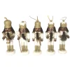 CC Christmas Decor Nutcrackers>Set Of 5 White And Gold Glitter Nutcracker Christmas Ornaments 5"