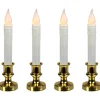 Northlight Set Of 4 White And Gold Led C5 Flickering Window Christmas Candle Lamp With Timer 8.5"