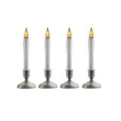 CC Christmas Decor Set Of 4 White Cape Cod Led Christmas Candle Lamps With Timer 9"