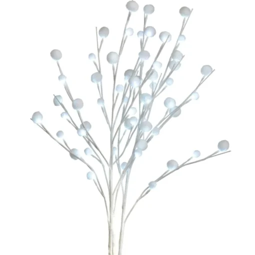Sprays, Branches & Picks*Midwest Set Of 3 White Led Lighted Snowball Christmas Sprays 30"