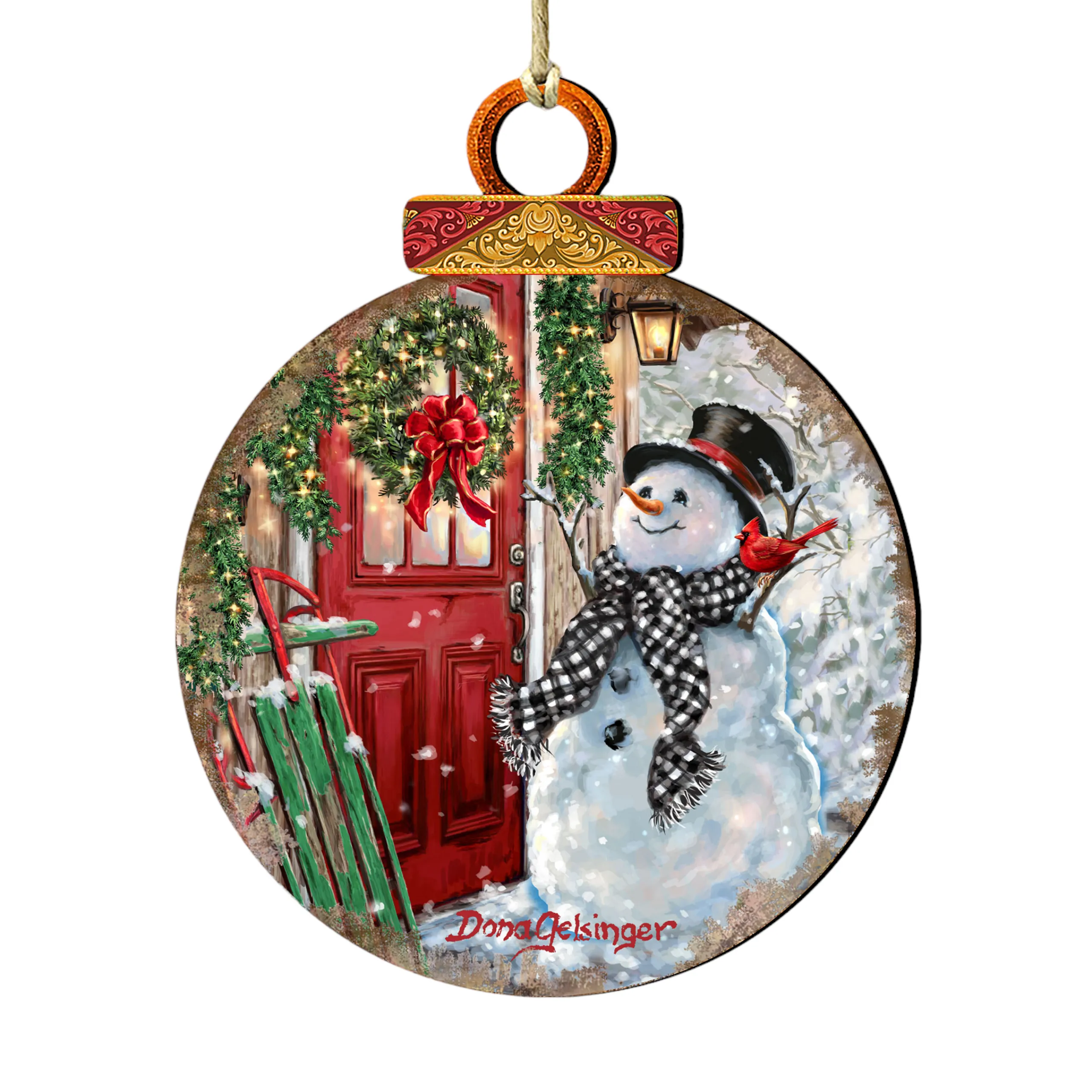 Designocracy Snowmen>Set Of 2 Winter Is Coming Snowman Wooden Christmas Ornaments 5.5"