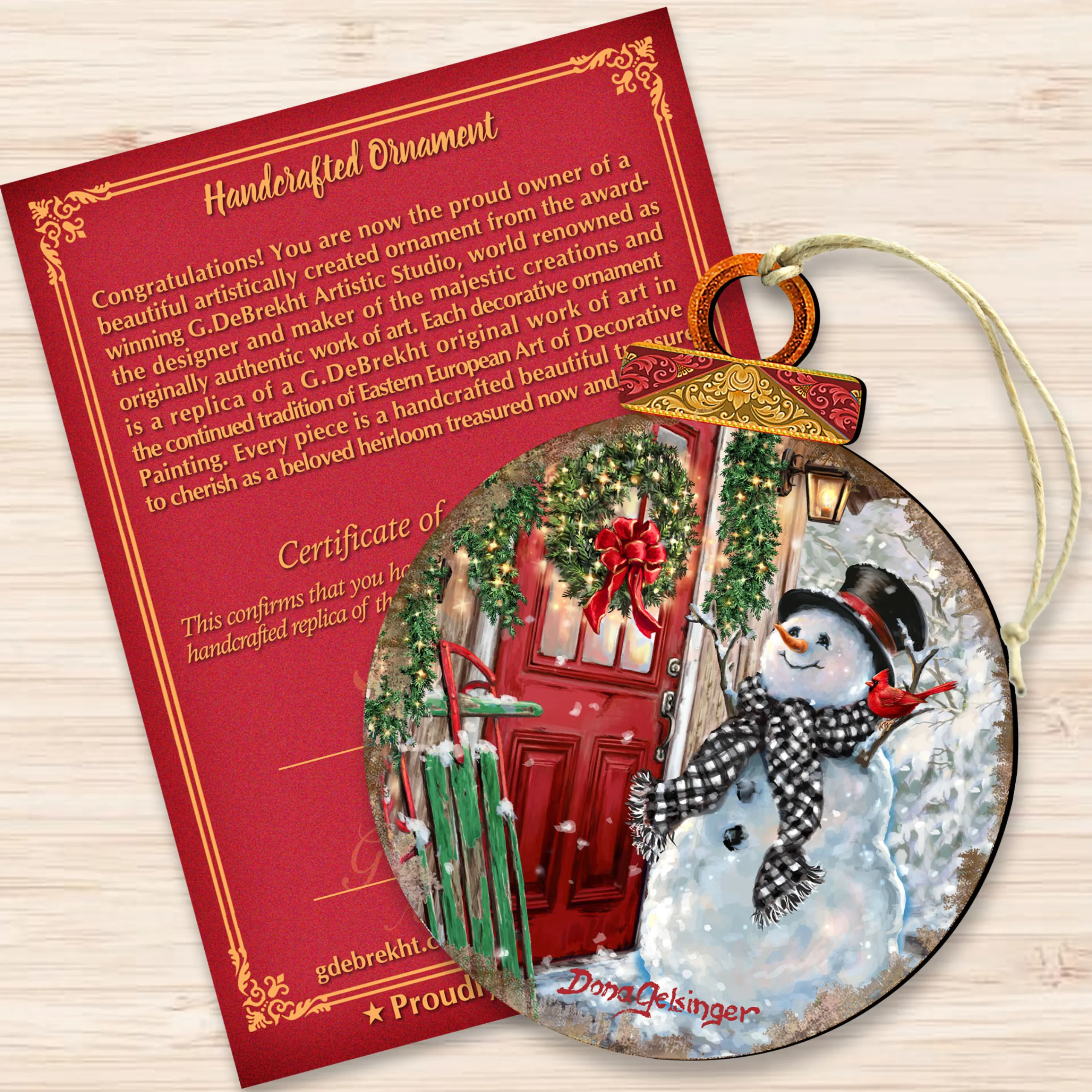 Designocracy Snowmen>Set Of 2 Winter Is Coming Snowman Wooden Christmas Ornaments 5.5"