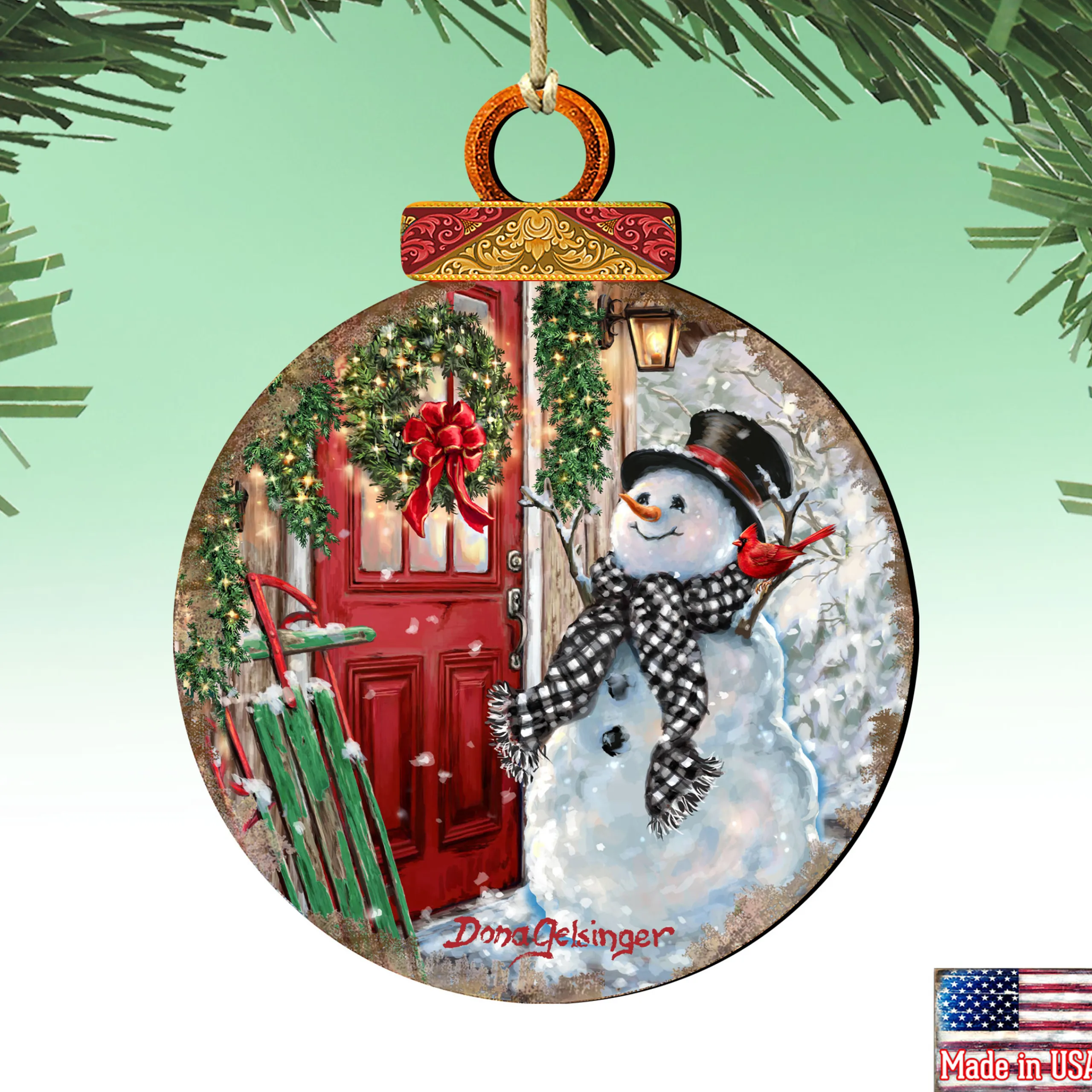 Designocracy Snowmen>Set Of 2 Winter Is Coming Snowman Wooden Christmas Ornaments 5.5"