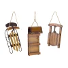 Contemporary Home Living Sleighs>Set Of 12 Wood Sled Design Hanging Ornaments Decorations 5.75"