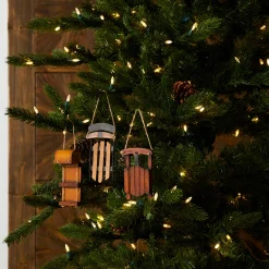 Contemporary Home Living Sleighs></noscript>Set Of 12 Wood Sled Design Hanging Ornaments Decorations 5.75