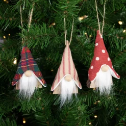 Northlight Fantasy & Sci Fi></noscript>Set Of 3 Wooden Gnomes Christmas Ornaments 4