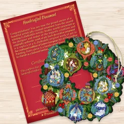 Designocracy Entertainment></noscript>Set Of 2 Wreath With 12 Days Of Christmas Wooden Ornaments 5.5