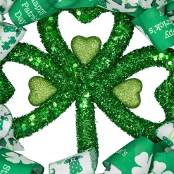 Northlight Shamrocks And Ribbons St. Patrick's Day Wreath, 24-Inch, Unlit