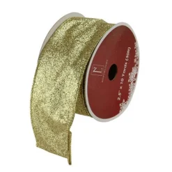 Ribbon*Northlight Shimmering Gold Metallic Ribbed Wired Craft Ribbon 2.5" X 10 Yards