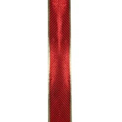 Ribbon*Northlight Shiny Red And Gold Striped Wired Christmas Craft Ribbon 2.5" X 10 Yards