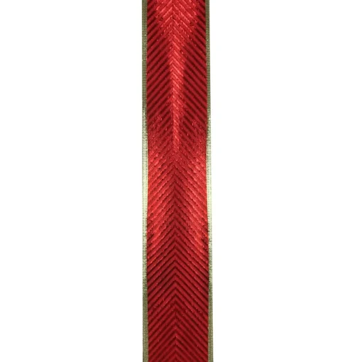 Ribbon*Northlight Shiny Red And Gold Striped Wired Christmas Craft Ribbon 2.5" X 10 Yards