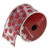 Ribbon*Northlight Silver And Red Glittering Polka Dots Christmas Wired Craft Ribbon 2.5" X 10 Yards