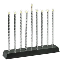 Rite Lite Silver Diamond Cut Battery Operated Led Menorah, 10.5In X 9In