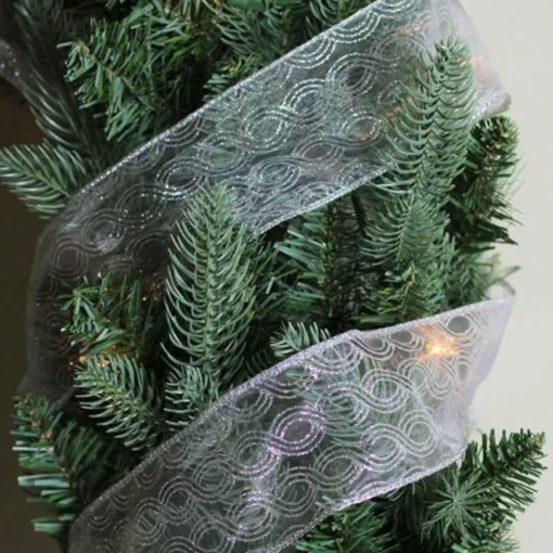 Ribbon*Northlight Silver Shimmering Swirl Christmas Wired Craft Ribbon 2.5" X 10 Yards
