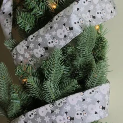 Ribbon*Northlight Silver Snowmen And Snowflakes Wired Christmas Craft Ribbon 2.5