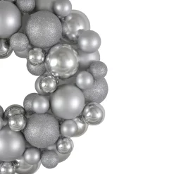 Shatterproof Ball Wreaths*Northlight Silver Splendor 3-Finish Shatterproof Ball Christmas Wreath, 13-Inch