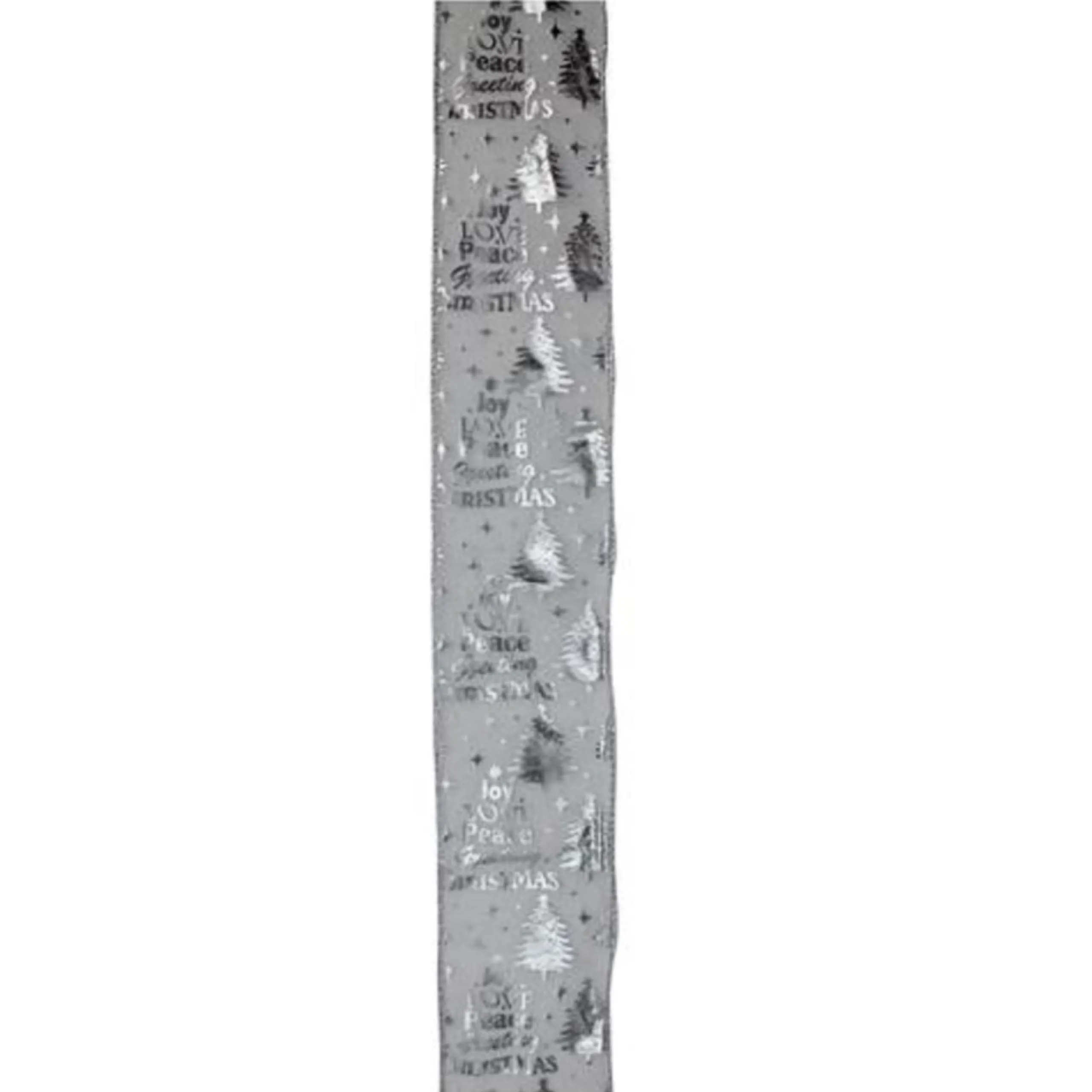 Ribbon*Northlight Silver Wired Christmas Words Craft Ribbon 2.5" X 10 Yards