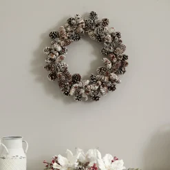 Frosted, Flocked, Iced Wreaths*Nearly Natural Snowy Pinecone Artificial Christmas Wreath, 17-Inch, Unlit