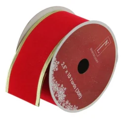 Ribbon*Northlight Solid Bright Red And Gold Wired Christmas Craft Ribbon 2.5 X 10 Yards