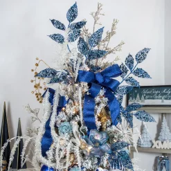 Ribbon*Northlight Sparkly Blue Solid Christmas Wired Craft Ribbon 2.5