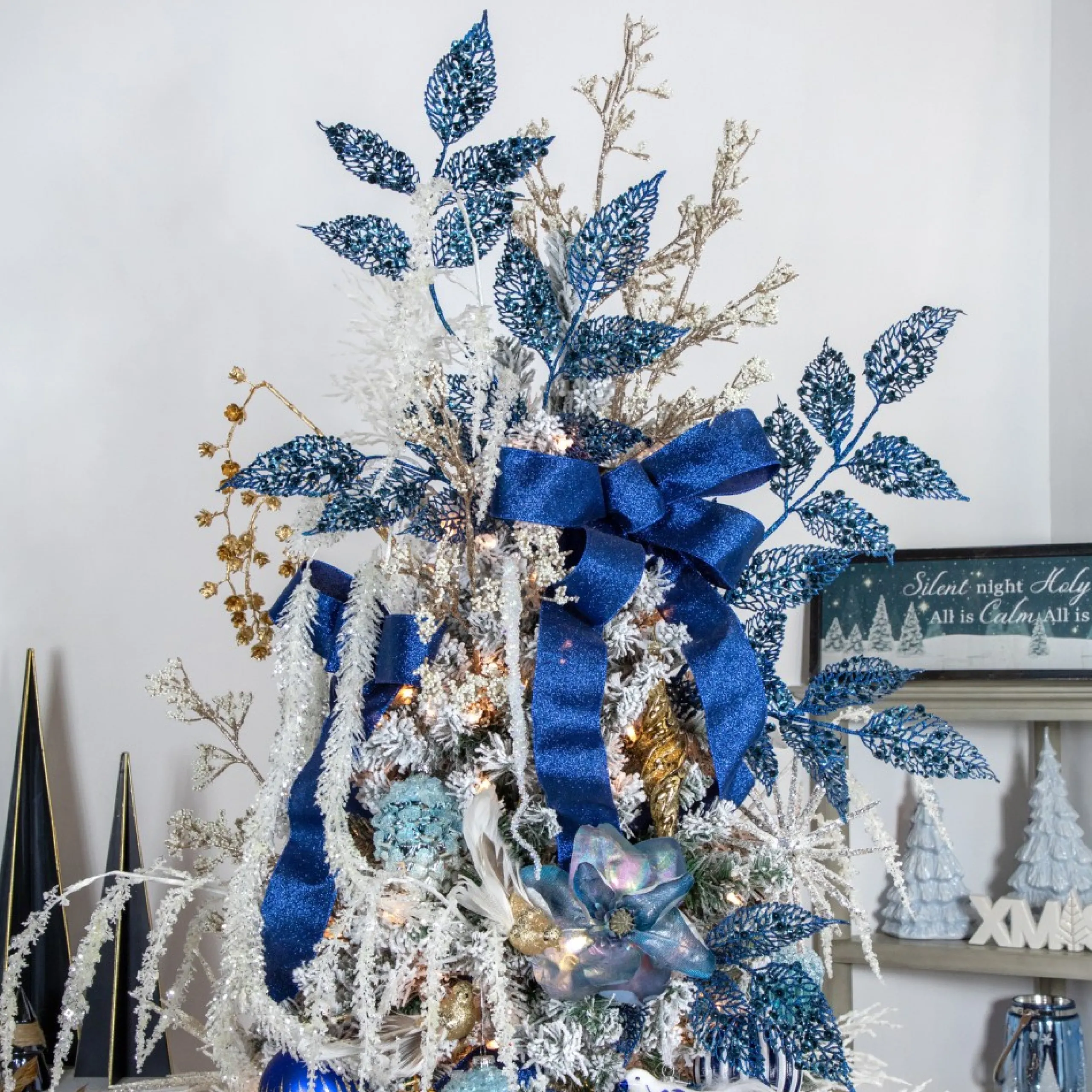 Ribbon*Northlight Sparkly Blue Solid Christmas Wired Craft Ribbon 2.5" X 16 Yards