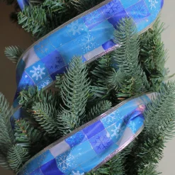 Ribbon*Northlight Squares Of Blue Snowflake Wired Christmas Craft Ribbon 2.5