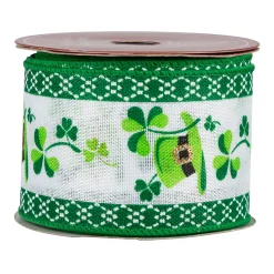 Northlight St. Patrick's Day Shamrock And Hat Wired Spring Craft Ribbon 2.5
