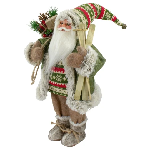 Santa Figures*Northlight 18"Standing Santa Christmas Figure Carrying Skis And Presents