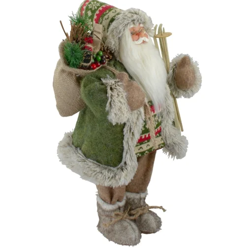 Santa Figures*Northlight 18"Standing Santa Christmas Figure Carrying Skis And Presents