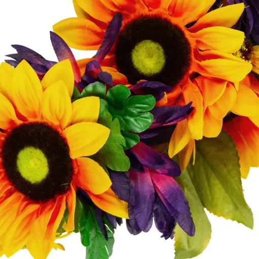 Northlight Sunflower And Mum Twig Autumn Artificial Floral Wreath, 20-Inch
