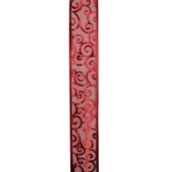 Ribbon*Northlight Swirls Of Red Christmas Wired Craft Ribbon 2.5" X 10 Yards
