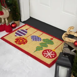 Wall & Door Decorations*Northlight Tan Brown And Red Christmas Ornaments Coir Outdoor Doormat 18