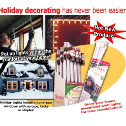 Window Wonder The For Christmas Lights Display - Adjustable 4 Rod Pack