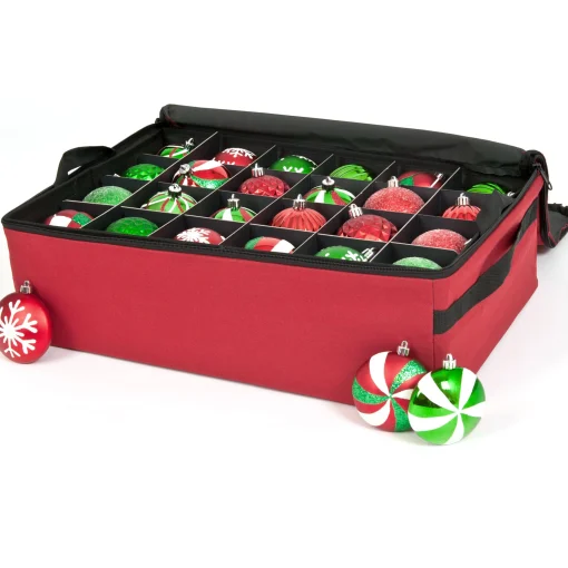 Northlight Ornament Storage>2-Tray Red Christmas Ornament Storage Bag - Holds Up To 48 Ornaments