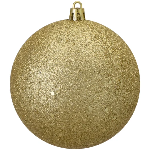Northlight Shatterproof>Vegas Gold Holographic Glitter Shatterproof Christmas Ball Ornament 4" (100Mm)