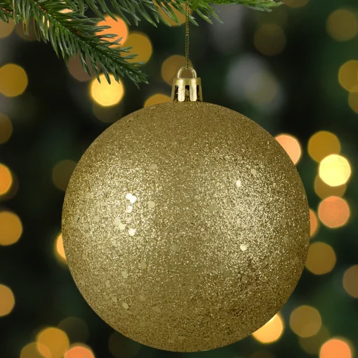Northlight Shatterproof>Vegas Gold Holographic Glitter Shatterproof Christmas Ball Ornament 4" (100Mm)