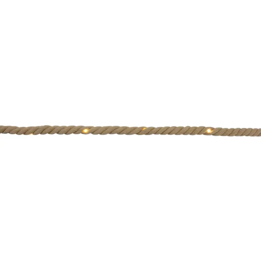 Kurt Adler Warm White Led Brown Cotton Rope Fairy Lights And Timer 9.8 Feet