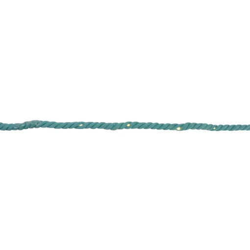 Kurt Adler Warm White Led Teal Cotton Rope Fairy Lights And Timer 9.8 Feet