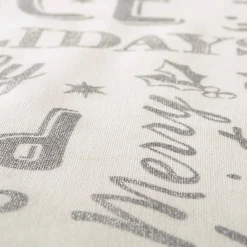 Linens*CC Home Furnishings White And Metallic Silver Colored Christmas Collage Rectangular Tablecloth 60