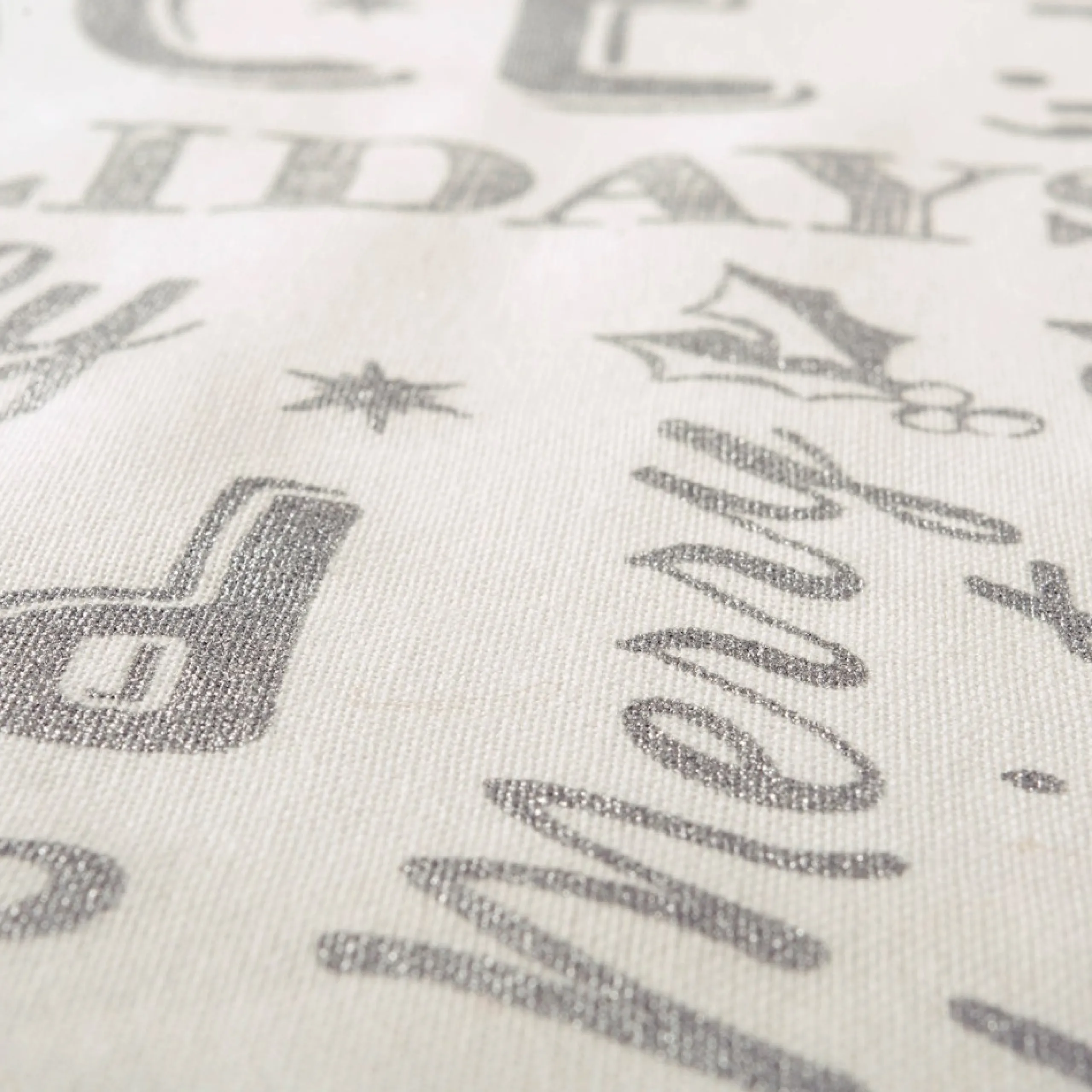 Linens*CC Home Furnishings White And Metallic Silver Colored Christmas Collage Rectangular Tablecloth 60" X 84"