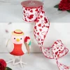 Northlight White And Red Glittered Hearts Valentine's Day Wired Craft Ribbon 2.5" X 10 Yards
